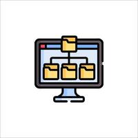 A computer monitor with folders on it vector
