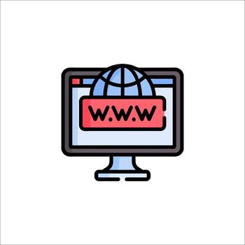 el mundo amplio web icono es mostrado en un computadora pantalla vector