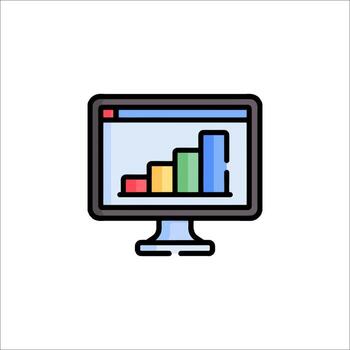 A computer monitor with a bar chart on it vector