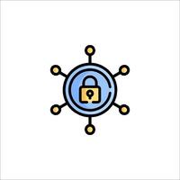 A lock icon with a key in the center vector