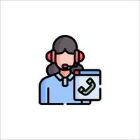Call center agent with headset icon vector