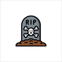 A tombstone with a skull and crossbones on it vector