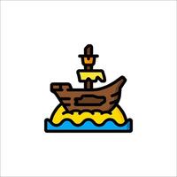A cartoon pirate ship floating in the ocean vector