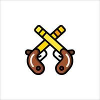 Two crossed pistols icon in a flat style vector
