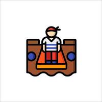 A man sitting on a boat icon vector