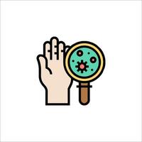 Magnifying glass icon with hand and finger vector