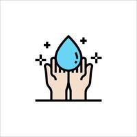 Hands washing hands with water drop icon vector