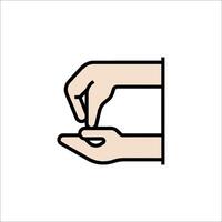 A hand holding a piece of paper vector