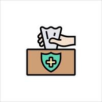 A hand holding a tissue box with a shield on it vector