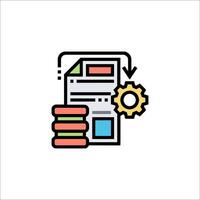 A file icon with gears and a clock vector