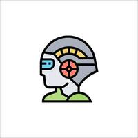 A robot head icon with a green and blue color vector