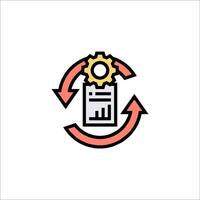 A line icon of a clock and a paper with a gear vector