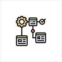 A line drawing of a computer with a gear and a clock vector
