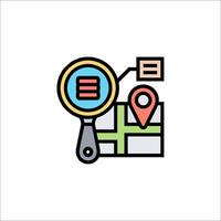 A magnifying glass and a map icon vector