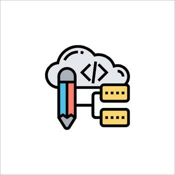 A cloud with a pencil and a computer icon vector