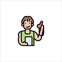 A man holding a pen and a book icon vector
