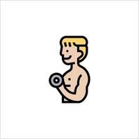 A man with a dumbbell icon vector