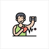 A man is lifting weights and holding a heart vector