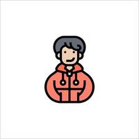 A man in a red jacket with a black hat vector