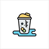 A cup with a drink and pills in it vector