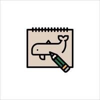 A whale and a pencil are on a notebook vector