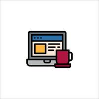 A laptop and cup of coffee on a white background vector
