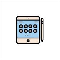 A tablet with a pen and a keyboard icon vector