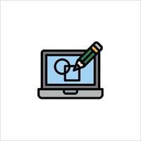 A laptop with a pen and a check mark on it vector