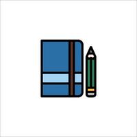 A blue notebook and pencil icon on a white background vector