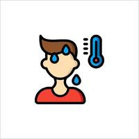 A man with a thermometer in his hand and a drop of water on his forehead vector