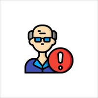 A man with glasses and a red exclamation mark vector
