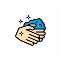 A hand holding a blue object with a brain on it vector