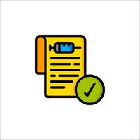A document with a check mark and a syringe vector