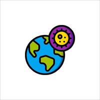A cartoon globe with a virus on it vector