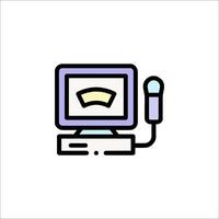 A computer monitor with a microphone icon vector