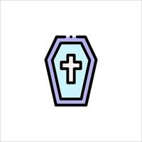 A coffin icon with a cross on it vector