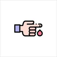 A hand pointing to a drop of blood vector