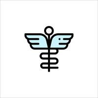 Medical symbol with wings and a staff vector