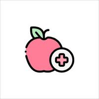 An apple with a cross on it and a medical symbol vector