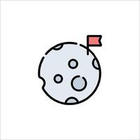 The moon with a flag on it, with a red dot vector