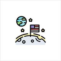 The flag on the moon icon vector