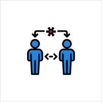 Two people are standing next to each other and one is holding a red arrow vector