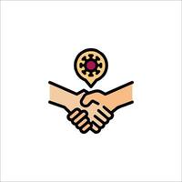 Two hands shaking hands with a gear icon vector