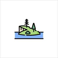 An island with trees and a lake in the middle vector