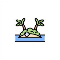 An island with two palm trees and a boat vector