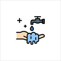 A hand washing with water and a tap vector
