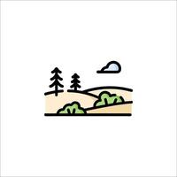 A simple line drawing of a landscape with trees and a sky vector