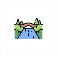 A river and bridge icon in a flat style vector