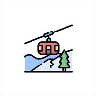 Gondola line icon with a mountain and trees vector