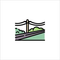 A line drawing of a bridge over a road vector